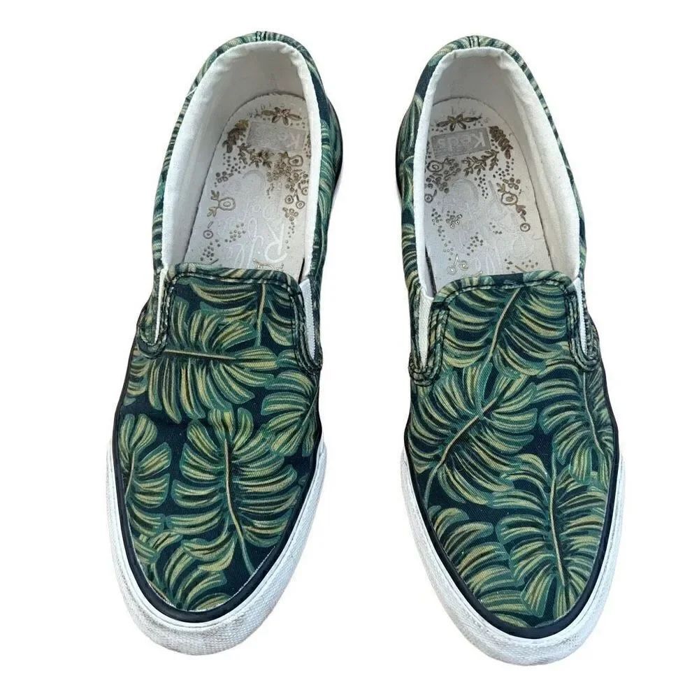 Keds x Rifle Paper Co Slip On Sneakers Low Top Green Palm Print women’s size 8